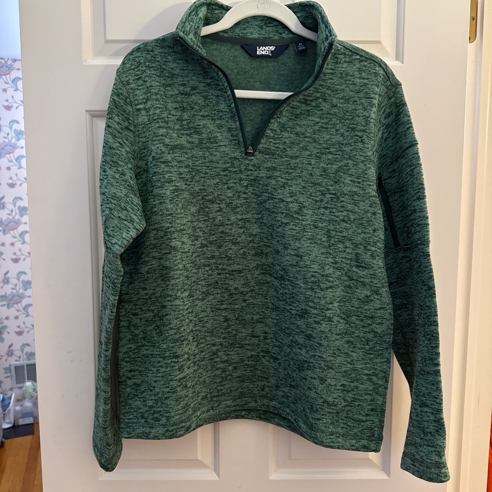 Lands' End Green Zip Up Sweater